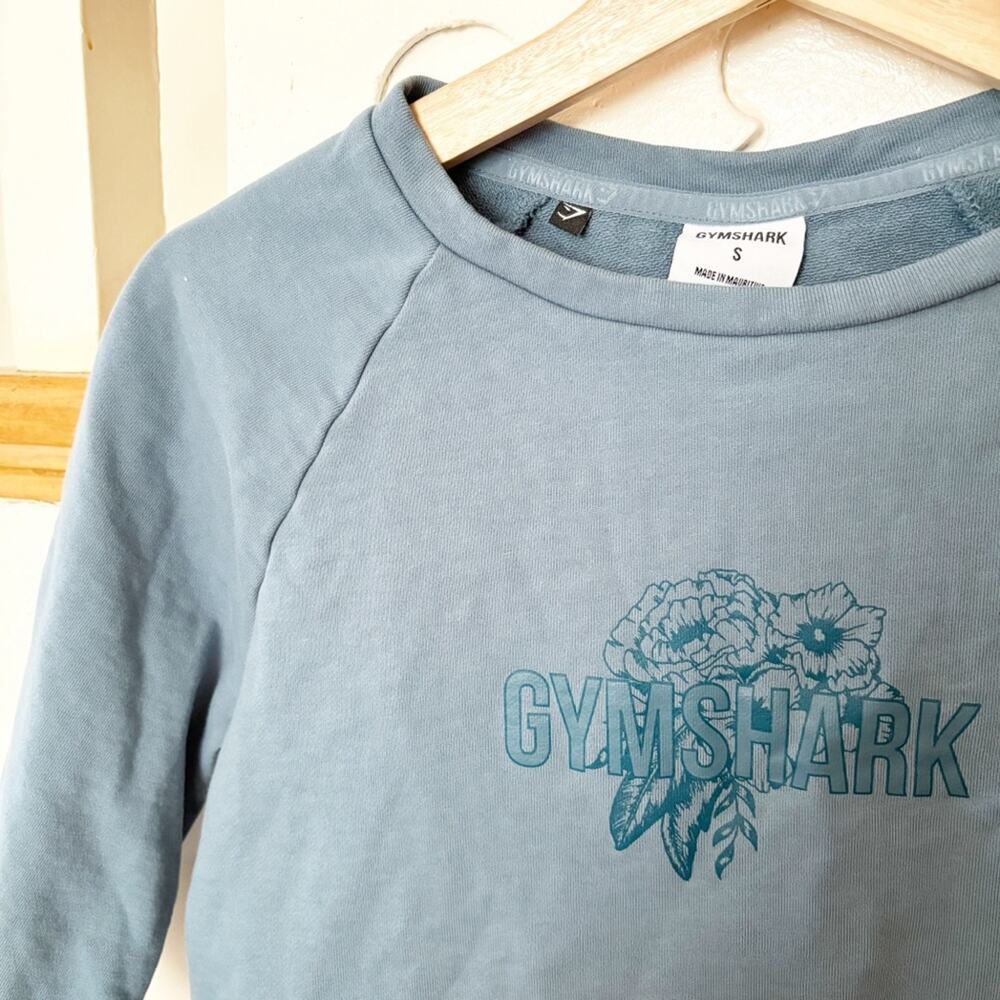 Gymshark Blue Cotton Cropped T-Shirt Short Sleeve Crewneck Tee Size S Small - Picture 4 of 5